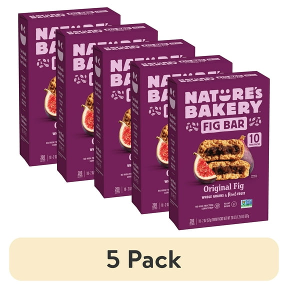 (5 pack) Nature's Bakery Original Fig Bars, 10 Twin packs, 2 oz Soft Baked Snack Bars