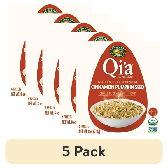 (5 pack) Nature's Path Qi'a Organic Cinnamon Pumpkin Seed Oatmeal 8oz Box