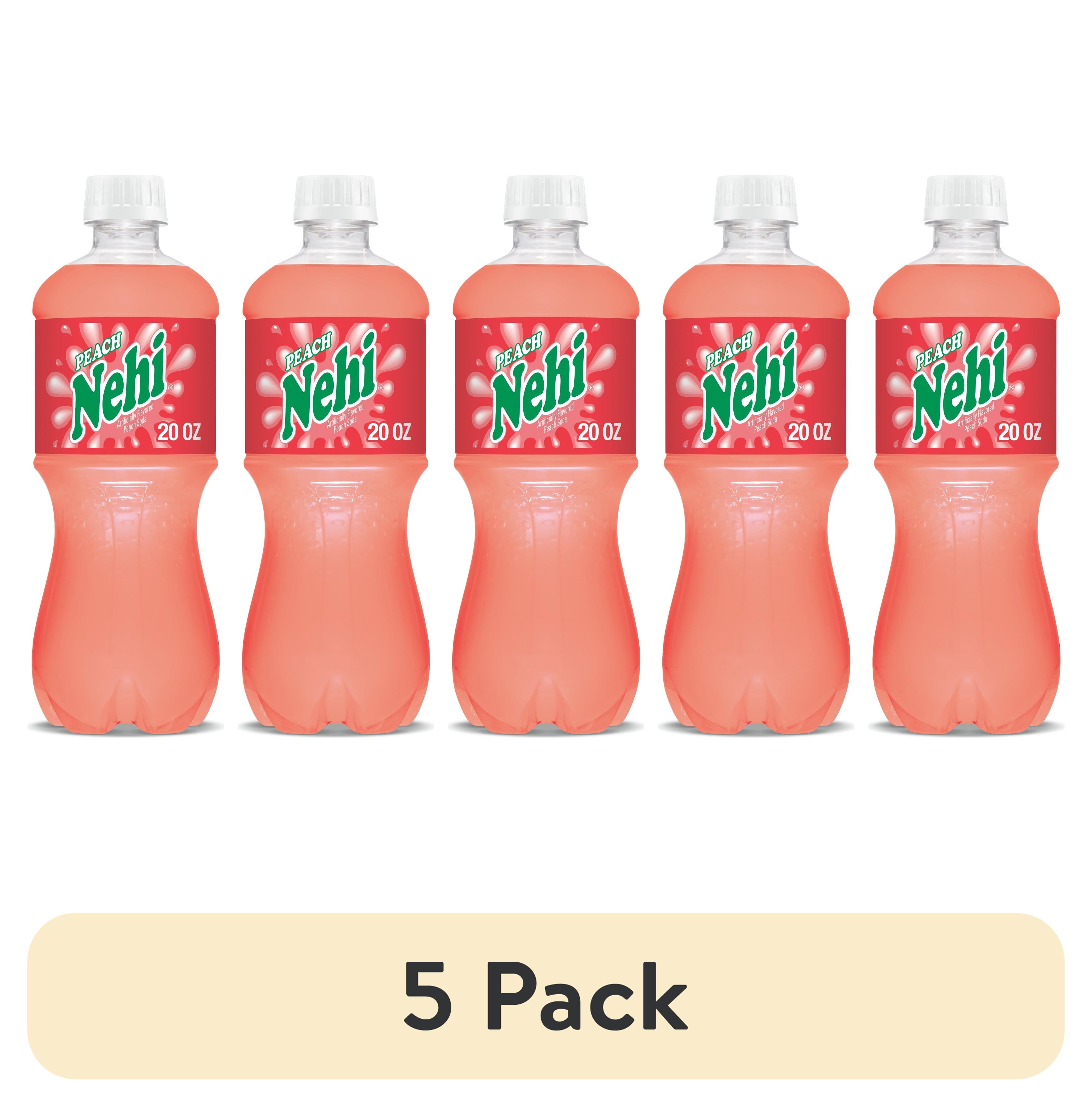 (5 pack) Nehi Caffeine Free Peach Soda Pop, 20 fl oz, Bottle