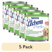 (5 pack) Nestle La Lechera Non Fat Sweetened Fat Free Condensed Milk for Valentine's Day Baking, 14 oz Can