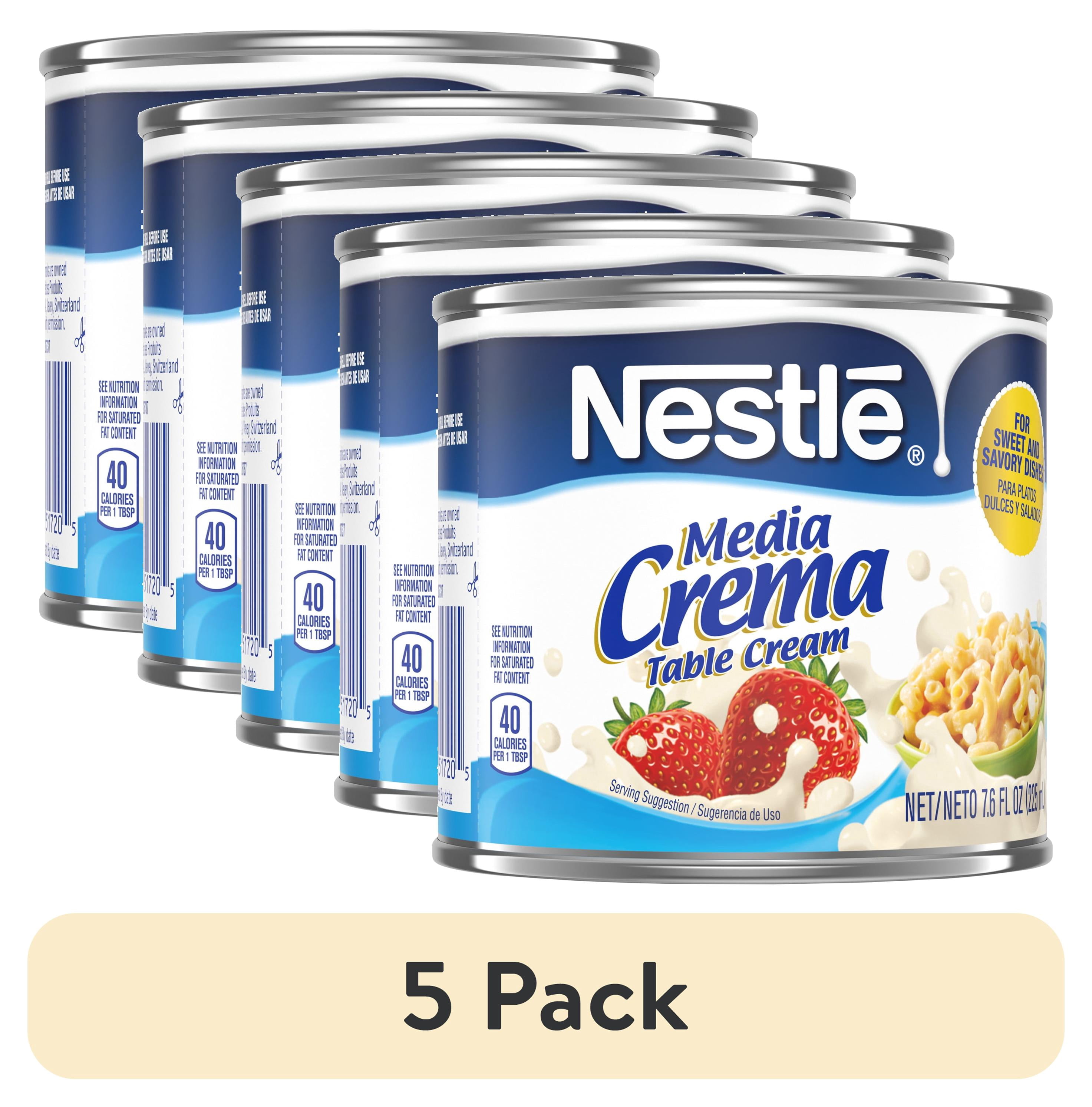 (5 pack) Nestle Media Crema Neutral Flavor Heavy Table Dairy Cream, 7.6 fl oz Can