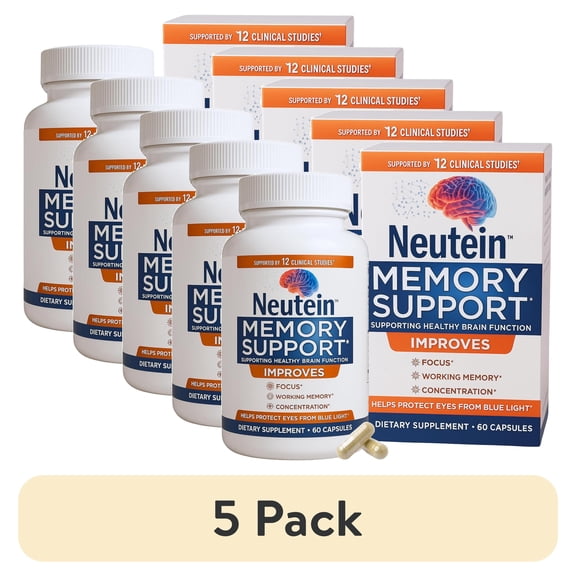 (5 pack) Neutein Natural Memory Support Supplement PhD Formulated Cognitive Support Plant Based 60 Capsules