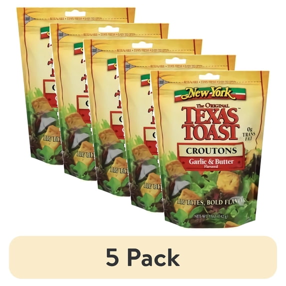 (5 pack) New York Texas Toast Croutons, Garlic & Butter 5 Oz (Pack of 4)