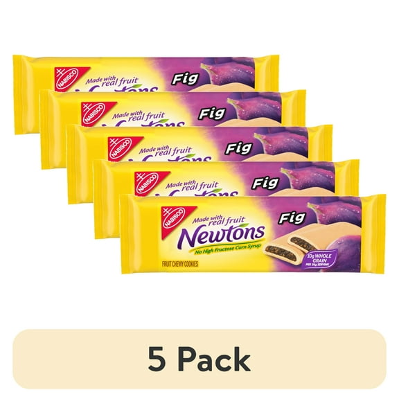 (5 pack) Newtons Fig Bars, Soft Fruit Chewy Cookies, 2 oz Snack Pack (2 Cookies Per Pack)