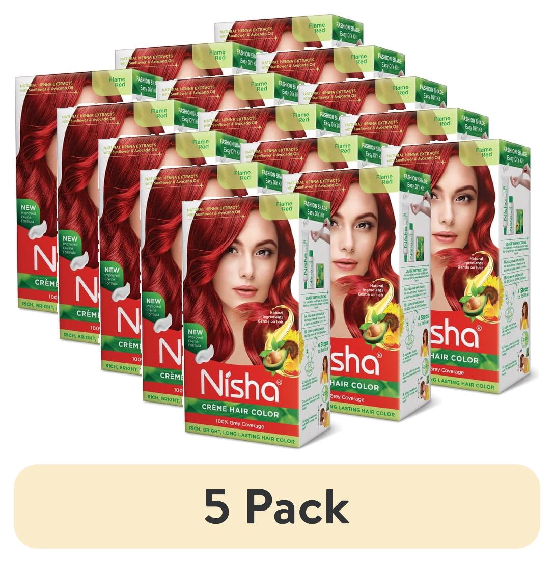 (5 pack) Nisha Creme Hair Color | Permanent Long Lasting Red Hair Dye Color Kit | Flame Red | 5.07 Oz (Pack Of 3)