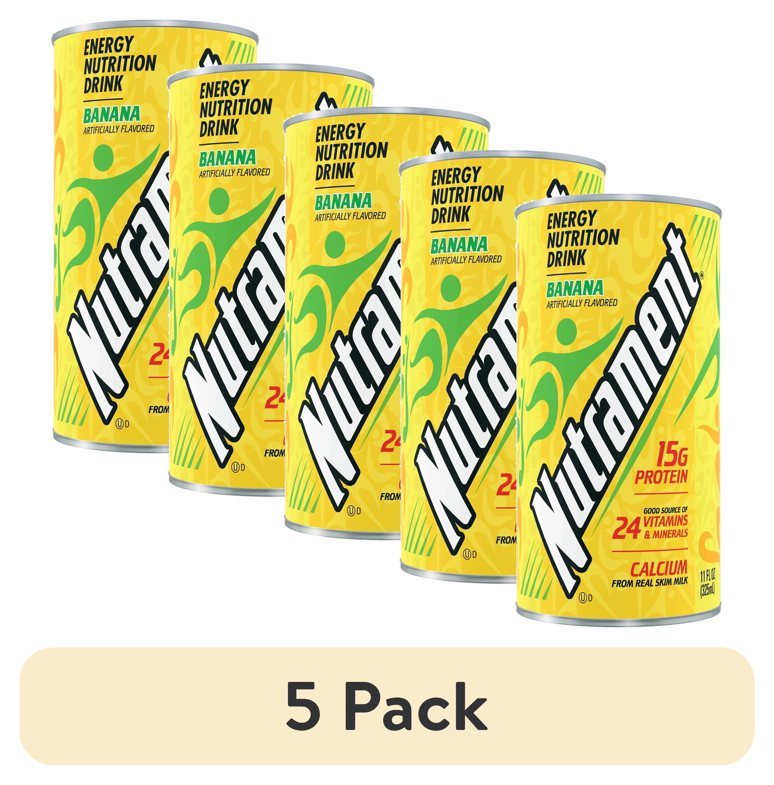 (5 pack) Nutrament Banana Nutrition Drink, Energy Drink with Vitamins, Minerals and Protein, 11 fl oz Can