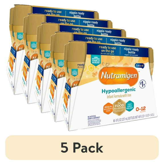 (5 pack) Nutramigen Hypoallergenic Liquid Baby Formula, Colic Relief from Cow's Milk Allergy Starts in 24H, 8 FL Oz, 6 Count