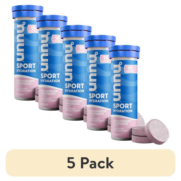 (5 pack) Nuun Sport Electrolytes Hydration Drink Mix Tablets, Strawberry Lemonade, 10 Servings