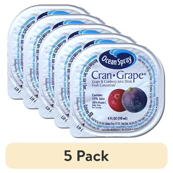 (5 pack) Ocean Spray Ocean Spray Cran-Grape Juice Cocktail Mini To Go Cups, 24 Pack