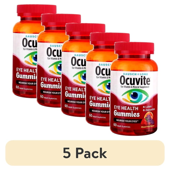 (5 pack) Ocuvite Adult Gummies, Protects Eye Health, Mixed Fruit Flavor, Dietary Supplement, 60 ct