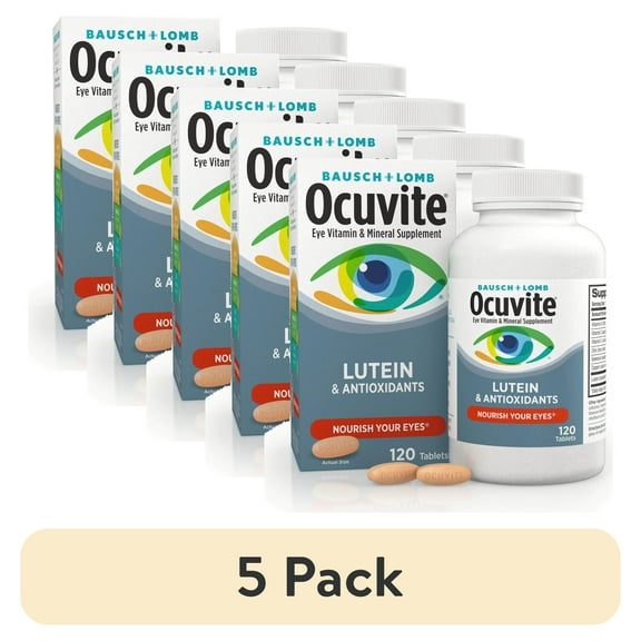 (5 pack) Ocuvite Eye Vitamins and Mineral Supplement With Lutein and Antioxidants for Eye Health, 120 Tablets