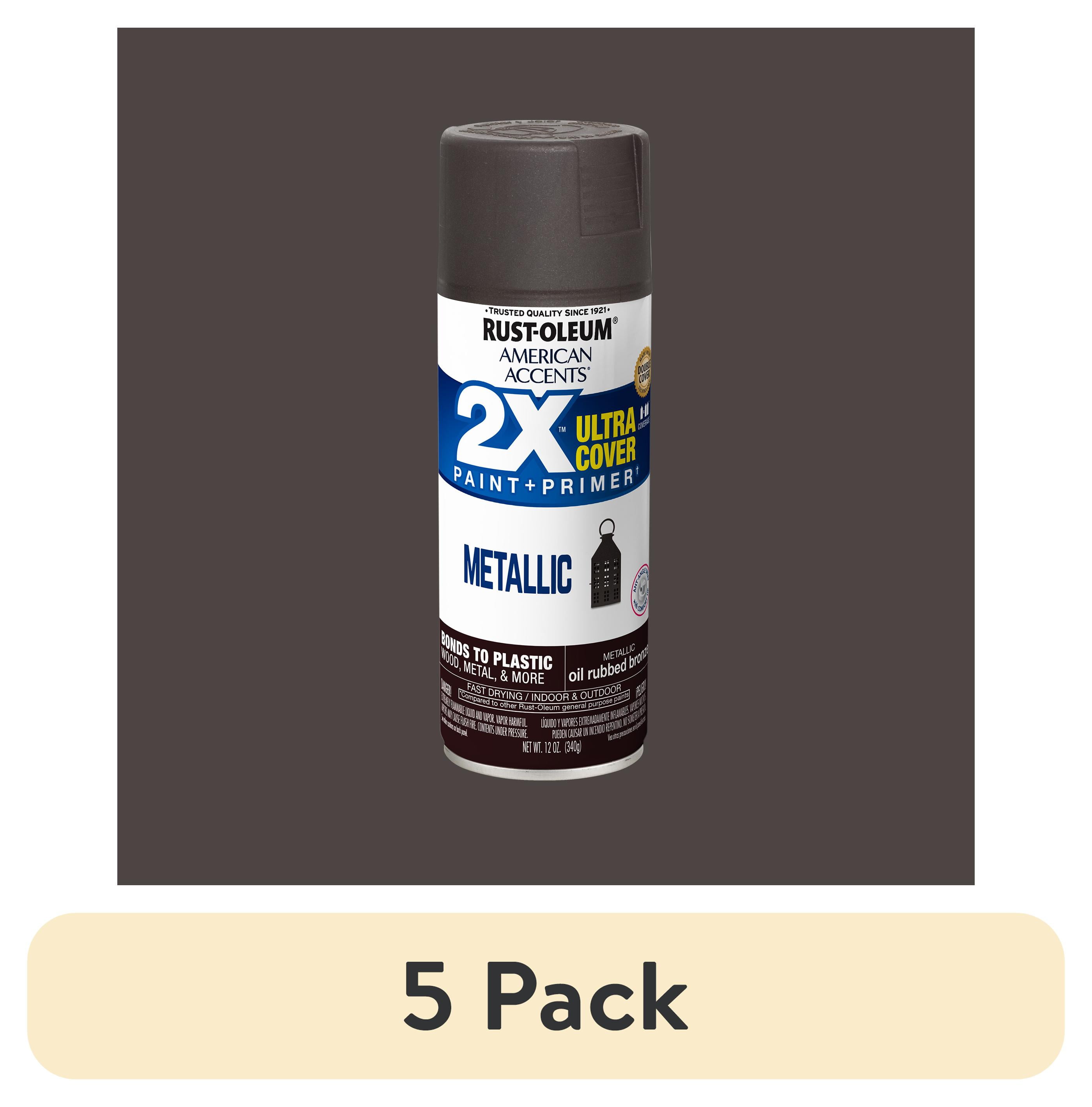 (5 pack) Oil Rubbed Bronze, Rust-Oleum American Accents 2X Ultra Cover Metallic Spray Paint-327906 , 12 oz