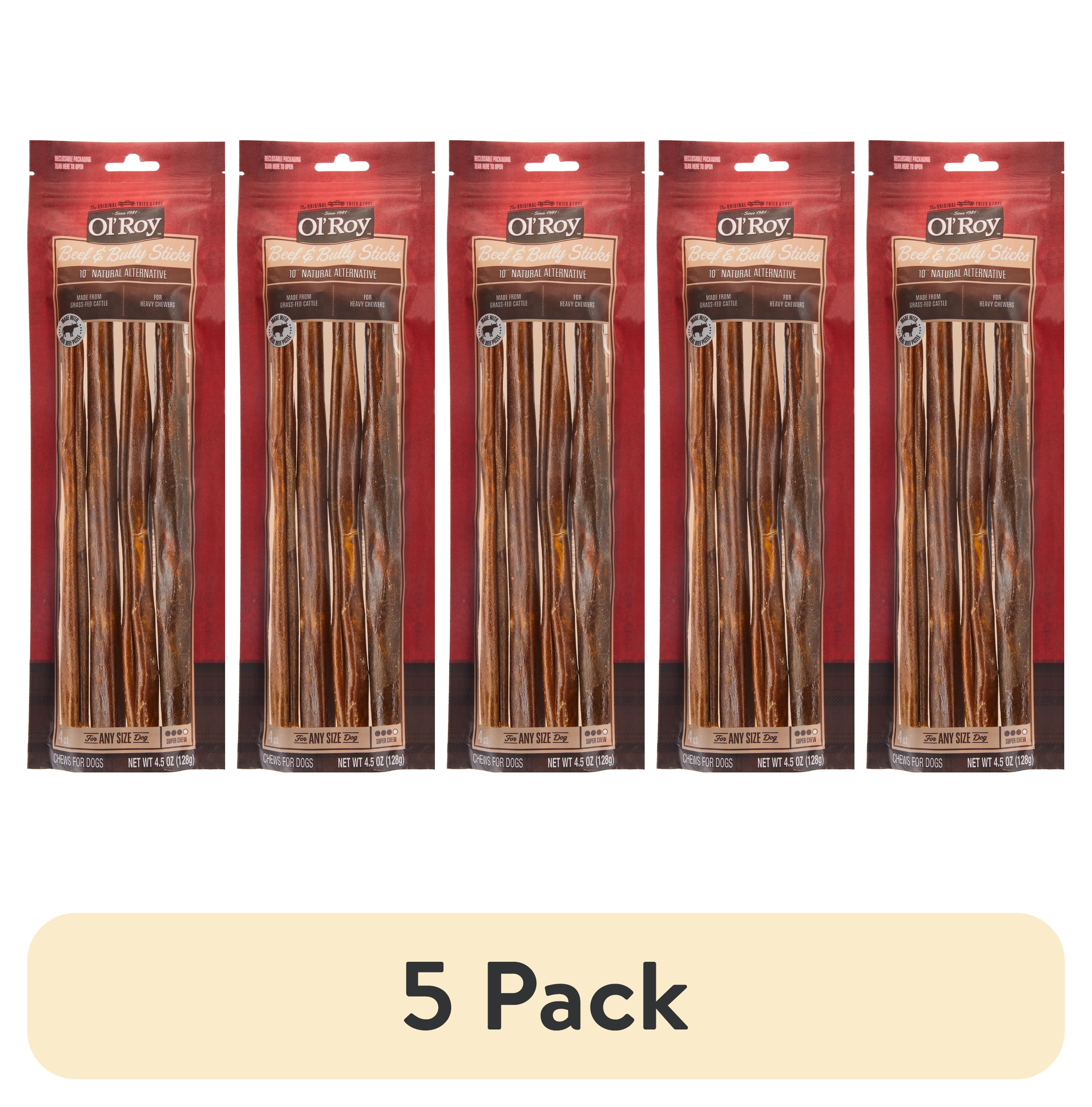 (5 pack) Ol' Roy Beef & Bully Sticks, 10" Natural Alternative, 4 Count
