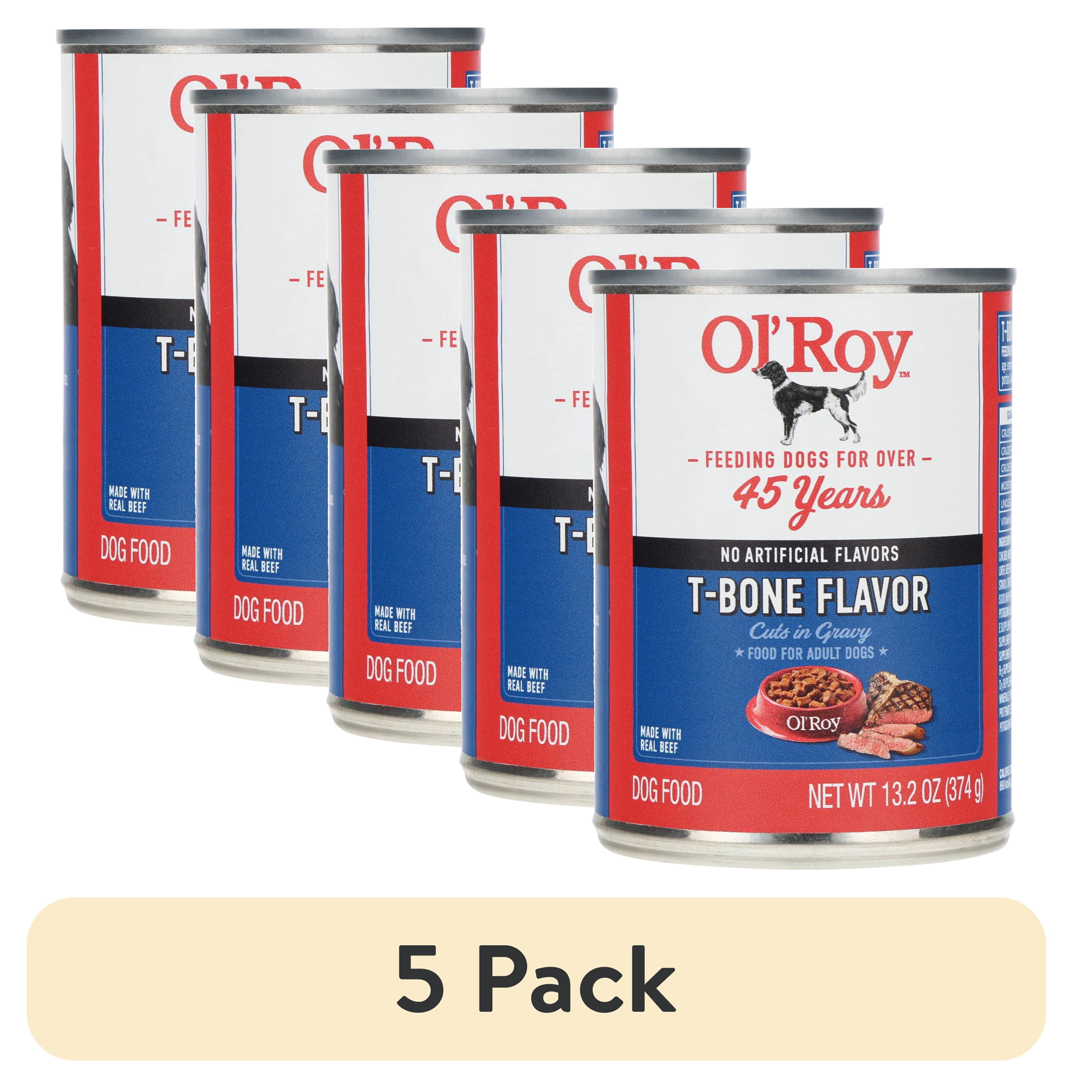 (5 pack) Ol' Roy T-Bone Flavor Cuts in Gravy Wet Dog Food, 13.2 oz Can