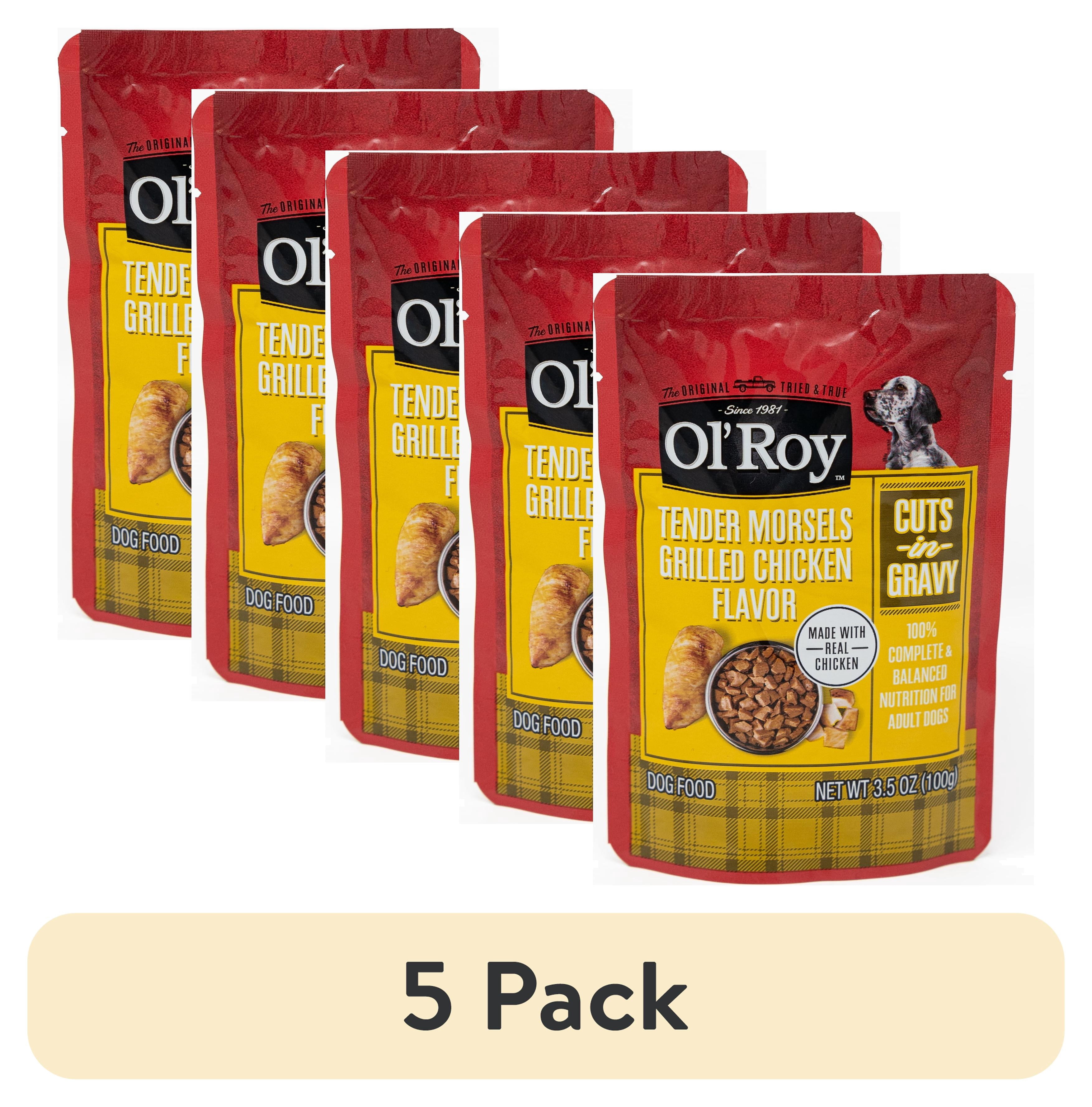 (5 pack) Ol' Roy Grilled Chicken Morsels in Gravy Dog Food, 3.5 oz