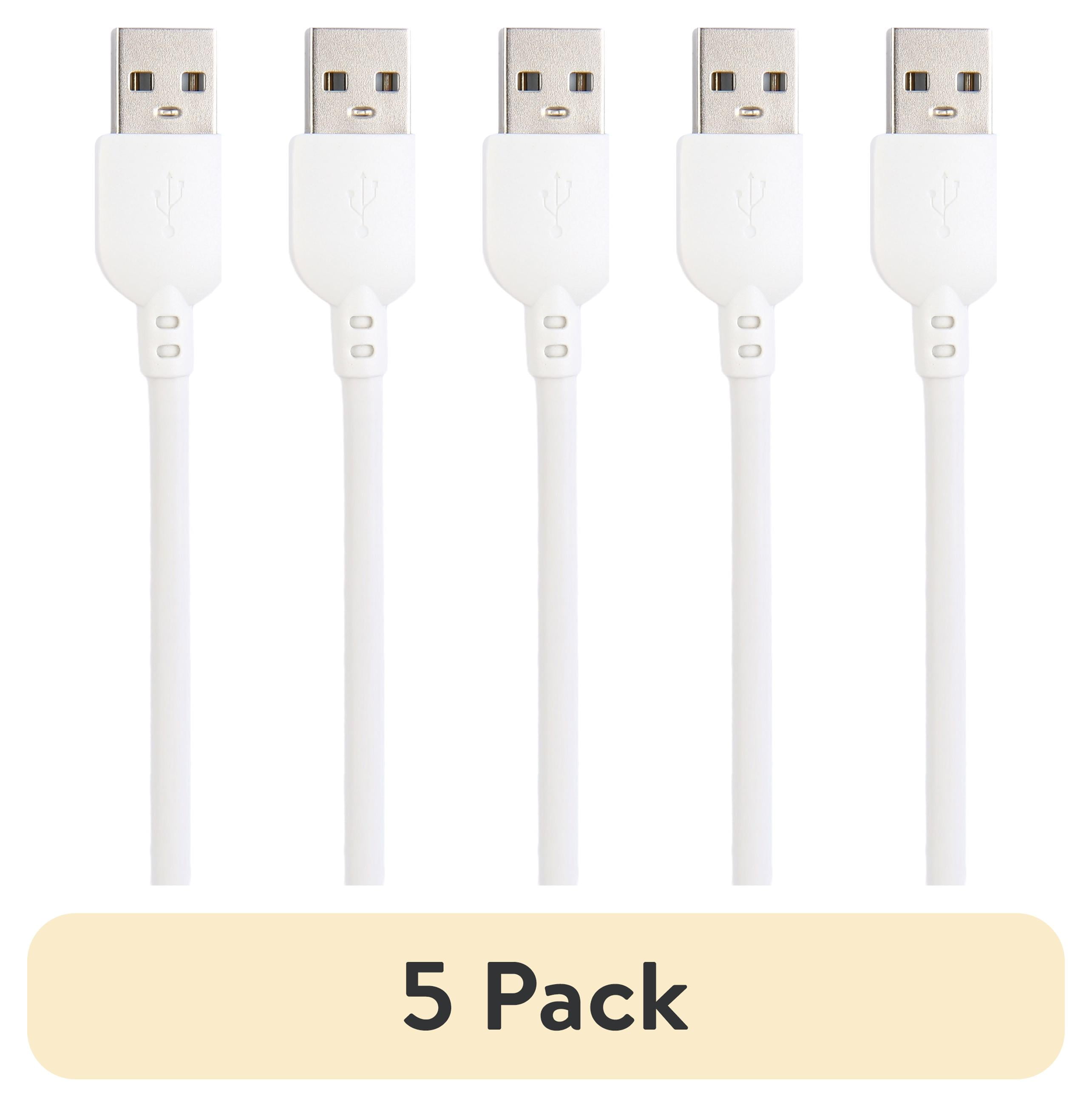 (5 pack) onn 10ft Lightning to USB-A Charging Cable, MFI Certified, White, Compatible with iPhone and iPad