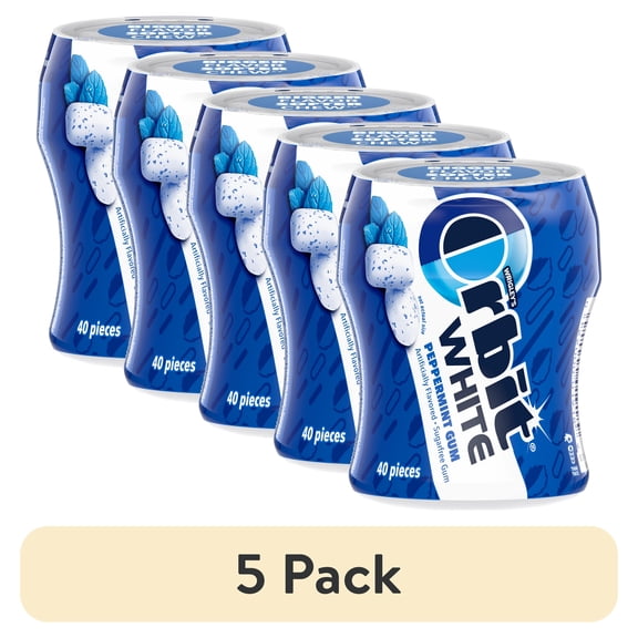 (5 pack) Orbit Gum White Peppermint Sugar Free Chewing Gum - 40 Piece Bottle