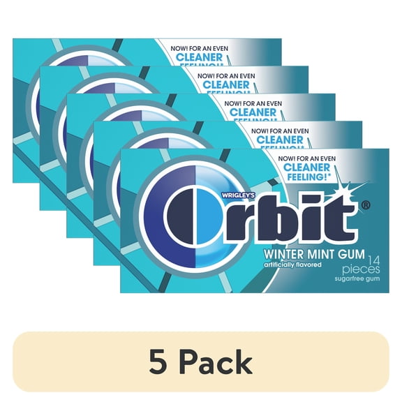 (5 pack) Orbit Gum Wintermint Sugar Free Chewing Gum, Single Pack - 14 Pieces