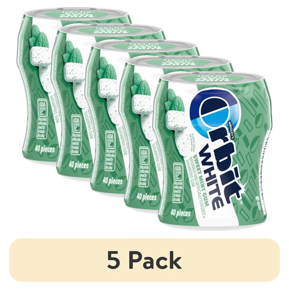 (5 pack) Orbit White Sweet Mint Sugar Free Chewing Gum - 40 Pieces Bottle