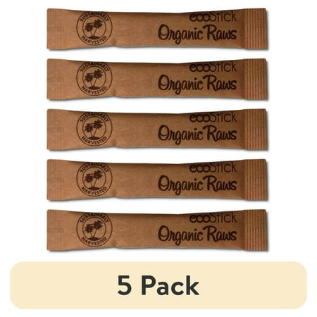 (5 pack) Organic Raw Turbinado Cane Sugar Value Pack | 3 Gram Stick | 100 Count