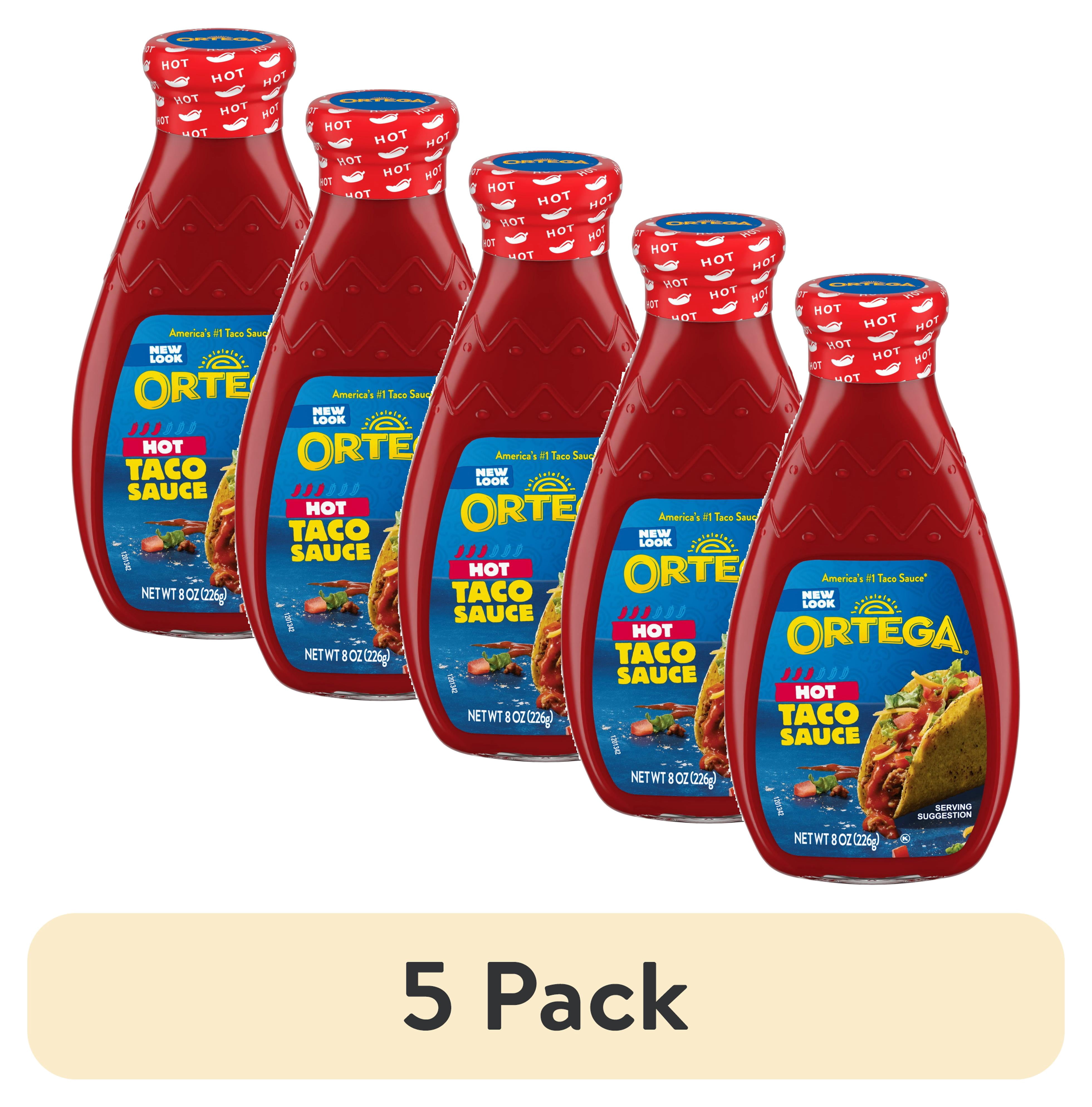 (5 pack) Ortega Hot Thick & Smooth Original Taco and Enchilada Chili Sauce, Kosher, 8 oz