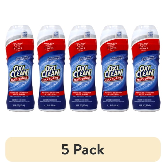 (5 pack) OxiClean MaxForce Gel Stain Remover Stick, 5 in 1 Power Spot Remover for Clothes, 6.2 Fl Oz