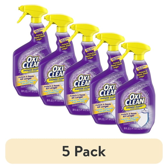 (5 pack) OxiClean Shower Guard Daily Shower Cleaner, Repels Bathroom Stains, 30 oz Spray Bottle