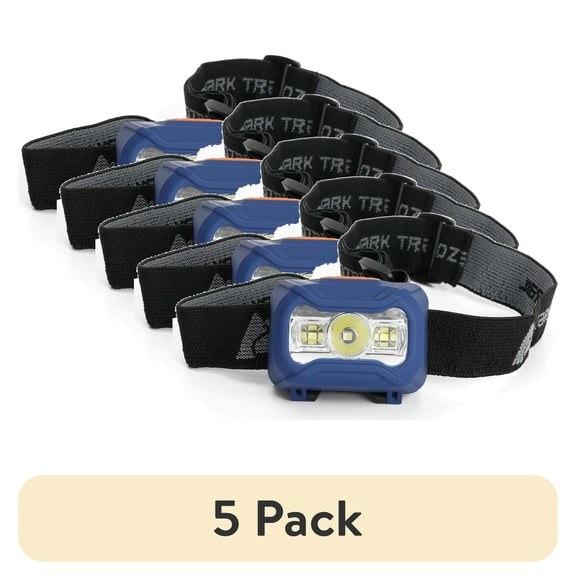 (5 pack) Ozark Trail LED 100 Lumens Headlamp, Blue, 3AAA Batteries Included, 0.21 lbs