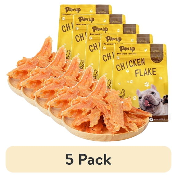 (5 pack) PAWUP Chicken Jerky Dog Treats, High Protein Pure Chicken Chips Dog Snacks for Small Medium Large Dogs, Training Treats for Dogs, 7oz