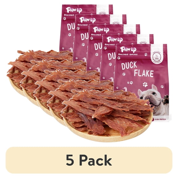 (5 pack) PAWUP Duck Jerky Dog Treats, High Protein Pure Duck Crisps Dog Snacks for Small Medium Large Dogs, Training Treats for Dogs, 7oz