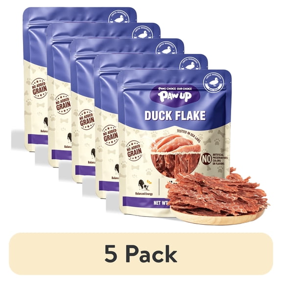 (5 pack) PAWUP Duck Jerky Dog Treats, High Protein Pure Duck Crisps Dog Snacks for Small Medium Large Dogs, Training Treats for Dogs, 7oz