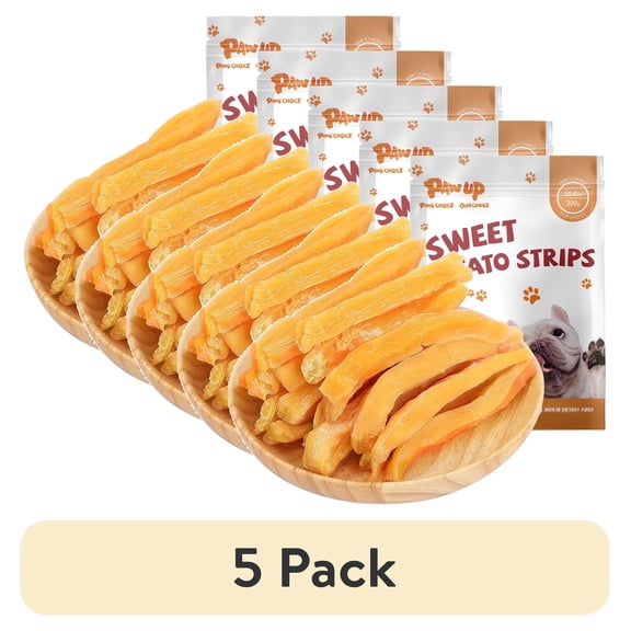 (5 pack) PAWUP Sweet Potato Dog Treats, Single Ingredient Healthy Soft Chews Dog Treats for Small Medium Large Dogs, Dog Digestive Support, 10.6oz
