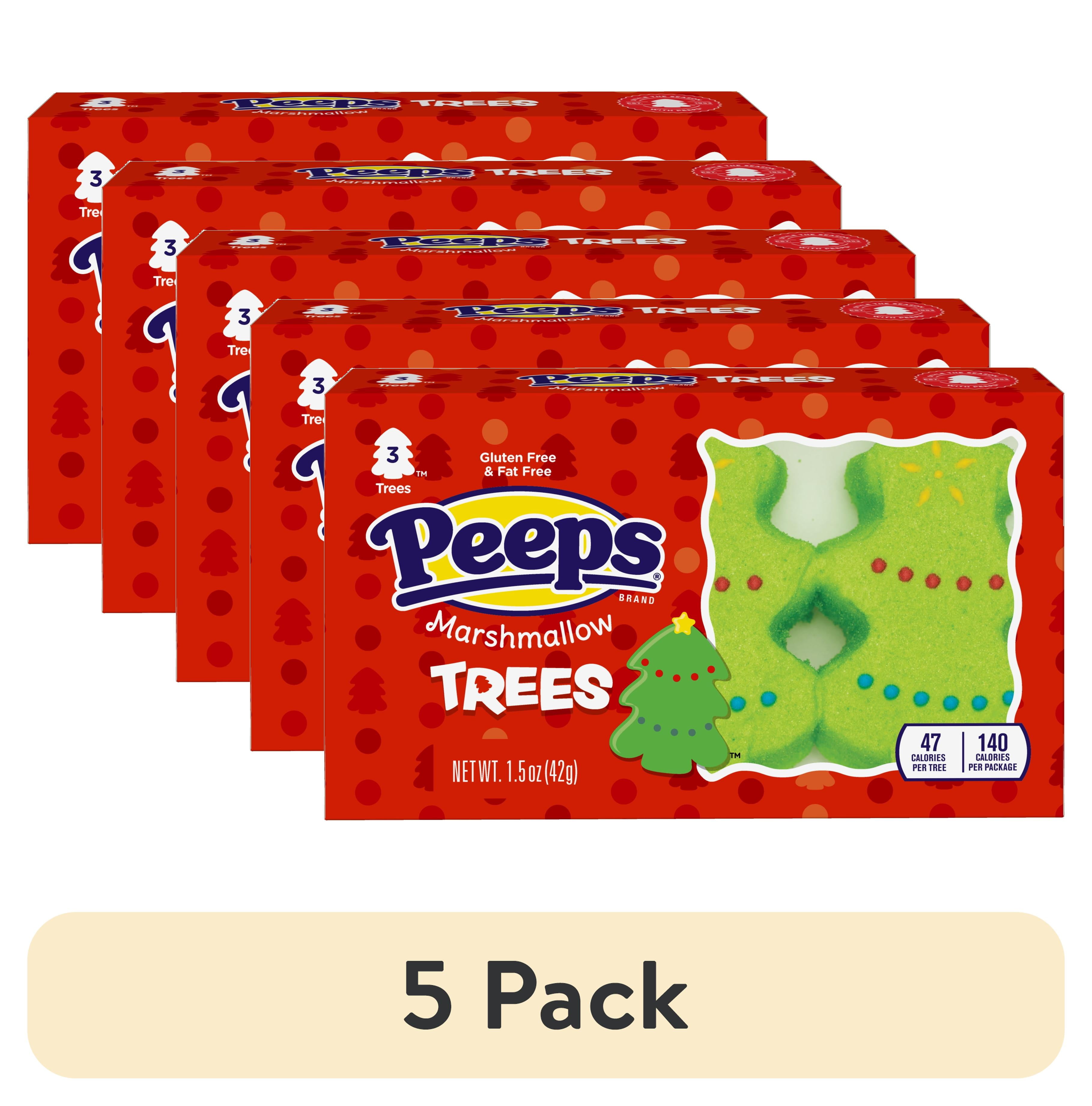 (5 pack) PEEPS Marshmallow Trees, Christmas Candy, 3 Count (1.5 Ounce)