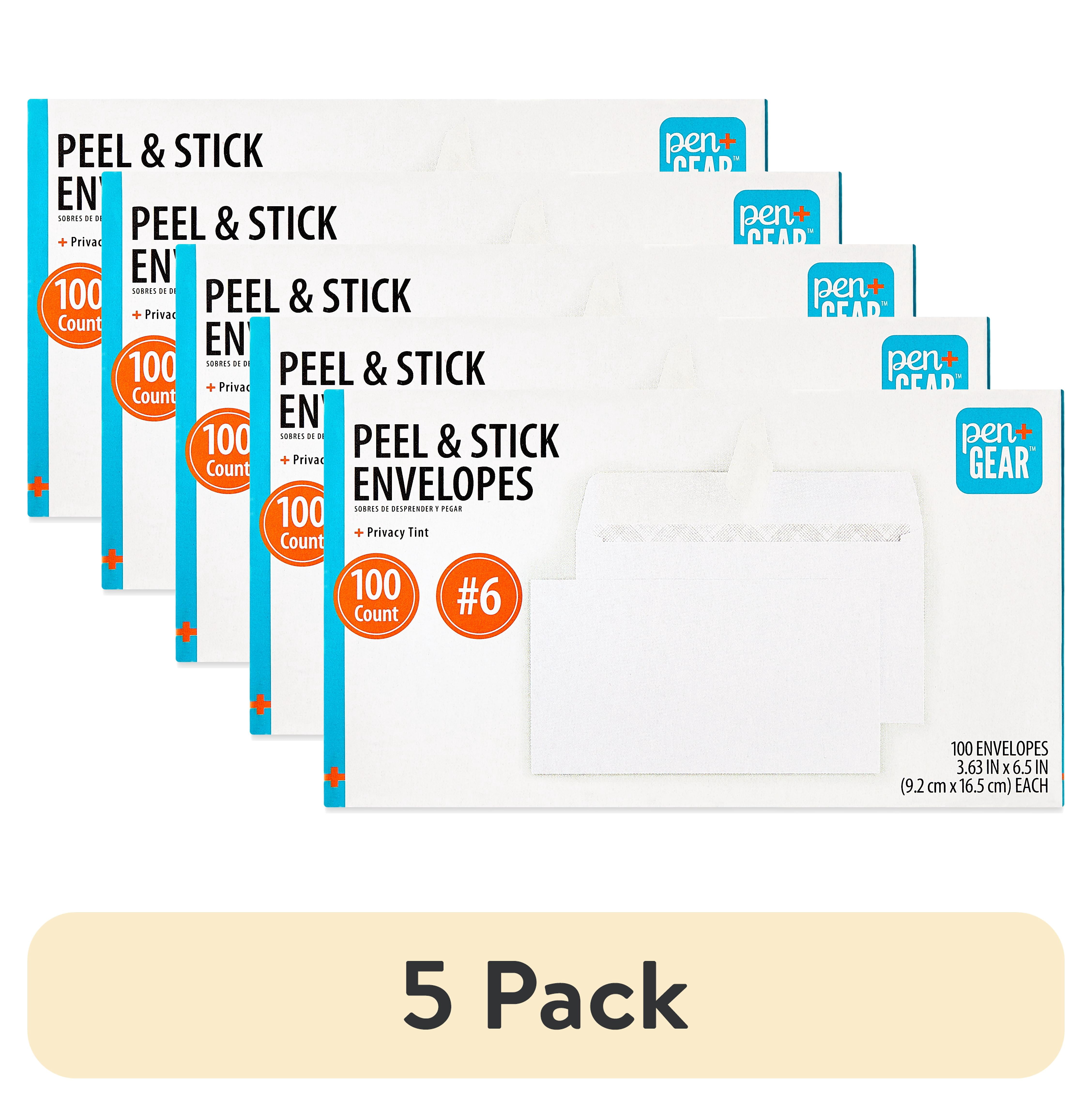 (5 pack) PEN + GEAR #6 Privacy Tint Peel and Stick Envelopes, White, 3.63" x 6.5", 100 Count