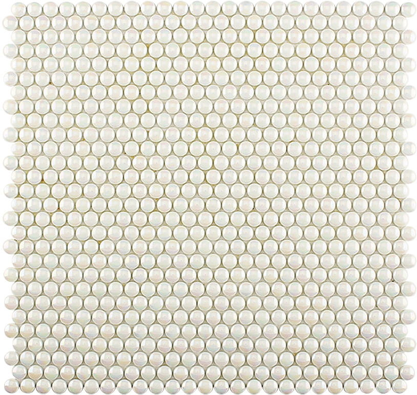 12.8" x 12.5" White Iridescent Glass Mosaic Tile