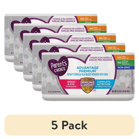 (5 pack) Advantage Premium Baby Formula Powder with Iron, Enhanced Formula with Dual HMOs for Immune Support and Digestive Health, Non-GMO