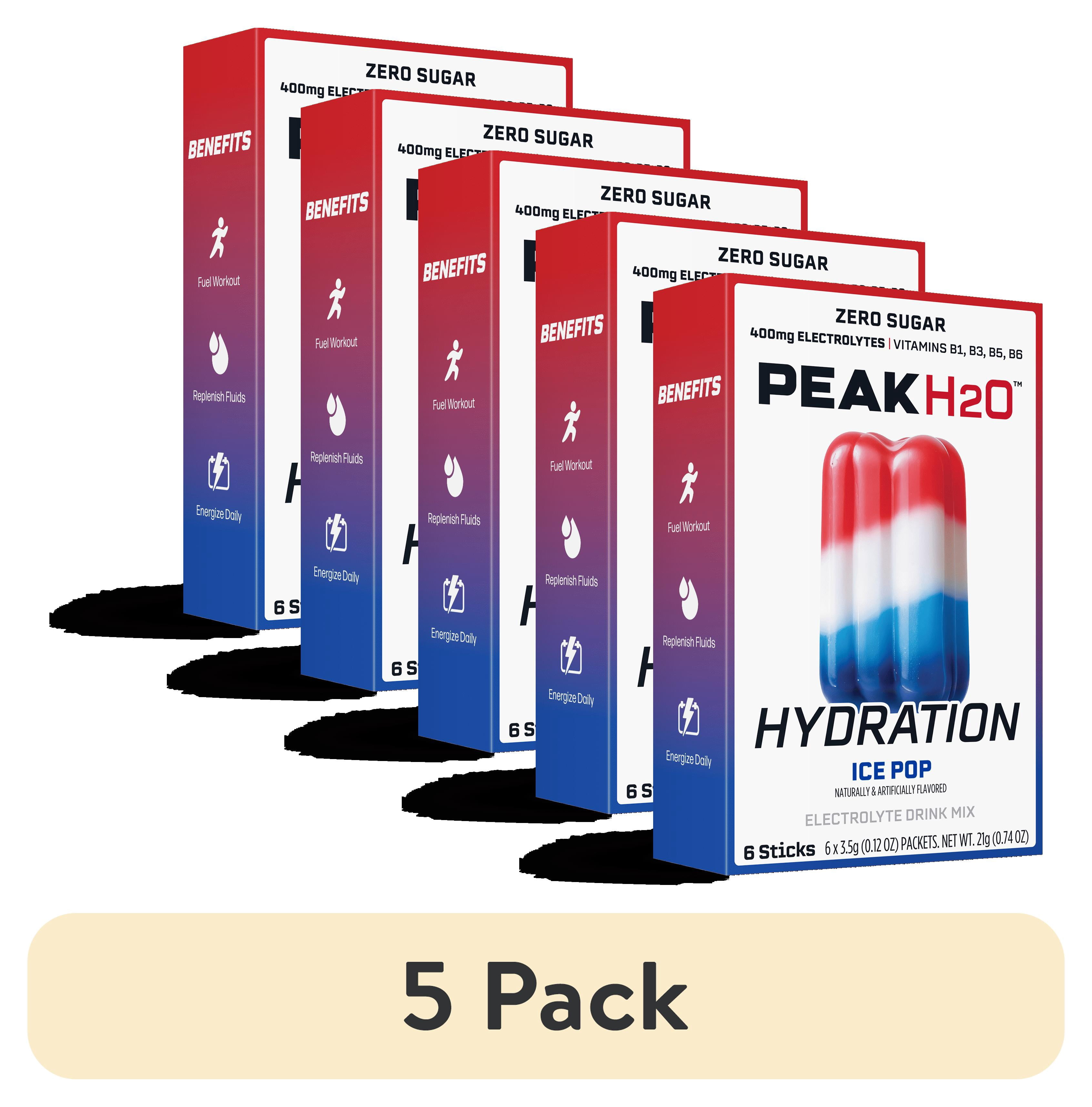 (5 pack) Peak H2O Hydration Powder Drink Mix, Ice Pop Flavor, 6 Count