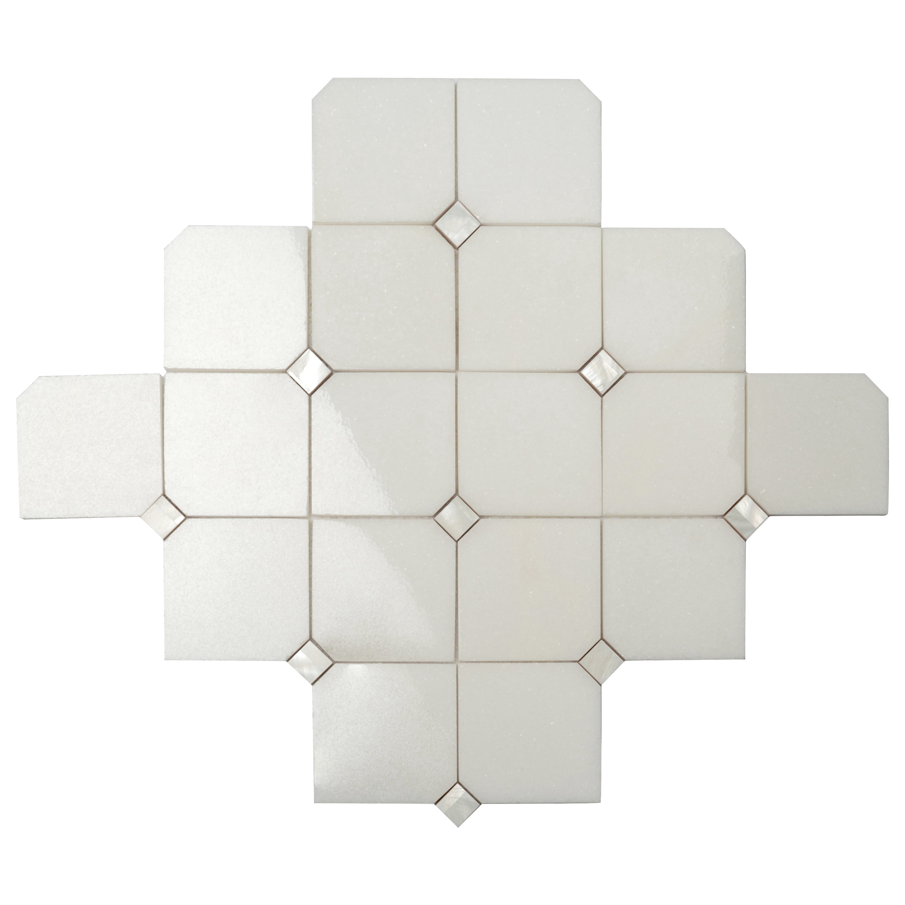 5 pack Pearl White 11.4-in. x 11.4-in. Polished Thassos and Shell Mosaic Floor and Wall Tile (5.28 sq. ft./Case)