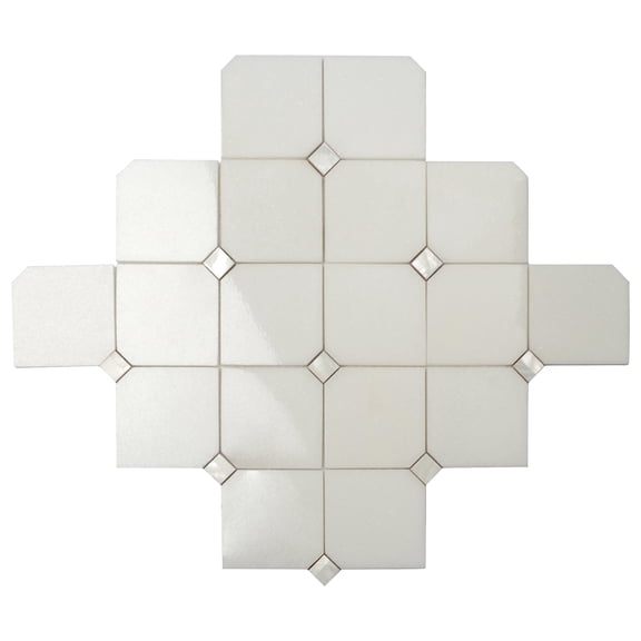 5 pack Pearl White 11.4-in. x 11.4-in. Polished Thassos and Shell Mosaic Floor and Wall Tile (5.28 sq. ft./Case)