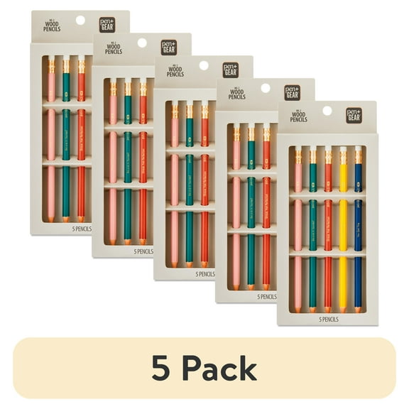 (5 pack) Pen+Gear #2 HB Woodcase Pencils, Sharpened, Assorted Colors, Motivational Quotes, 5 Count