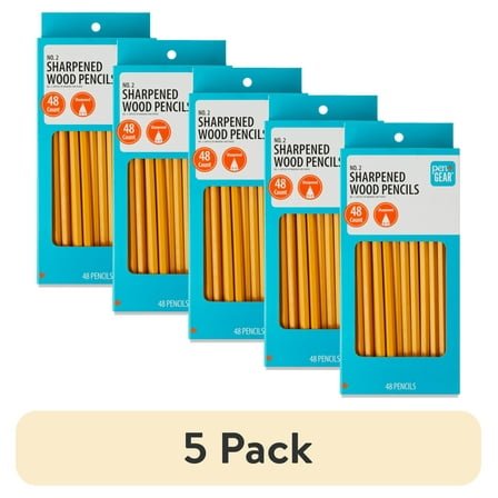 (5 pack) Pen+Gear #2 HB Sharpened Wood Pencils, Yellow, 48 Count