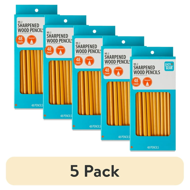 5 pack) Pen+Gear #2 HB Sharpened Wood Pencils, Yellow, 48 Count