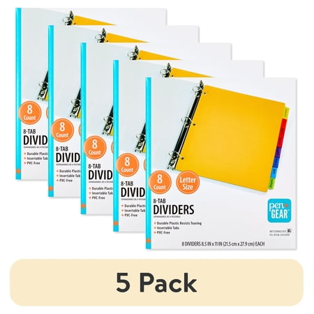 (5 pack) Pen+Gear Index Tab Dividers, 8 Tabs, Letter Size, Multi-Color, 8 Count