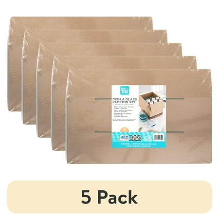 (5 pack) Pen+Gear Dish & Glass Packing Kit, 16 Foam Pouches & 8 Partitions, Fits Medium Box (19"x14"x17")