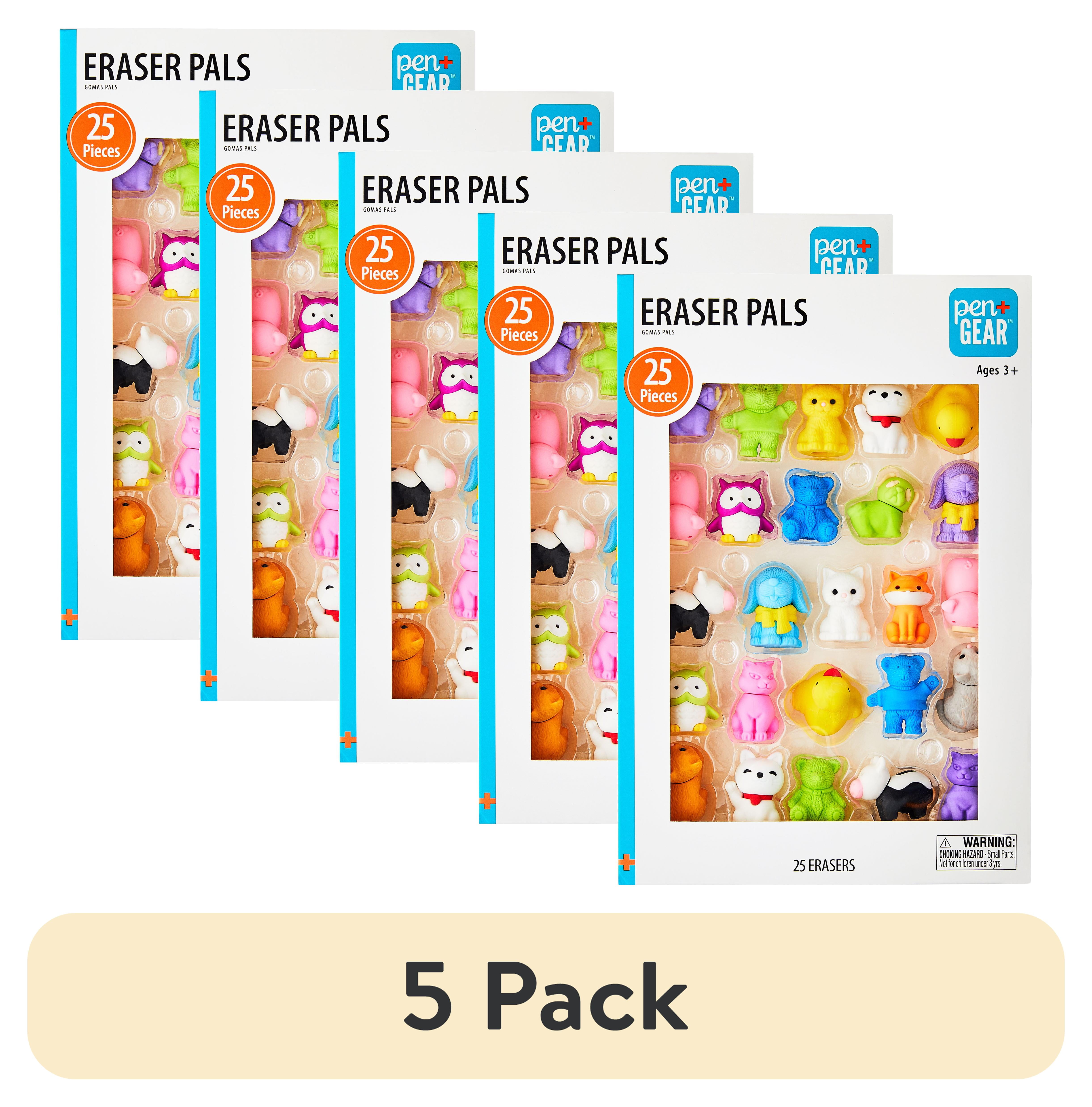 (5 pack) Pen+Gear Eraser Pals, Animals-theme, Multi-olor, 25 Count Erasers