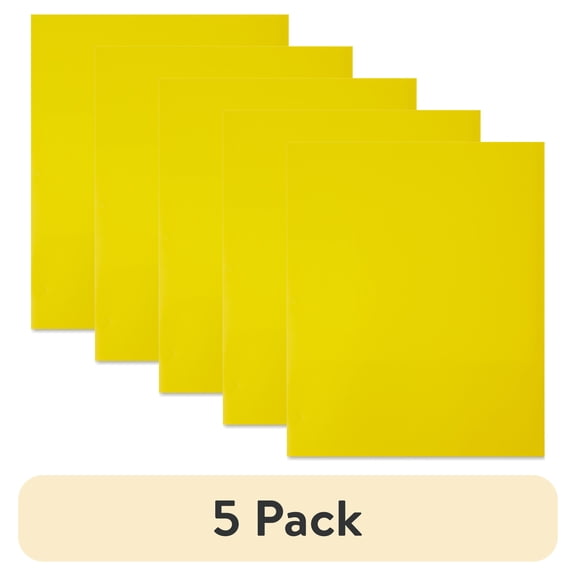 (5 pack) Pen+Gear Letter Size 2-Pocket Paper Folder, Solid Yellow Color