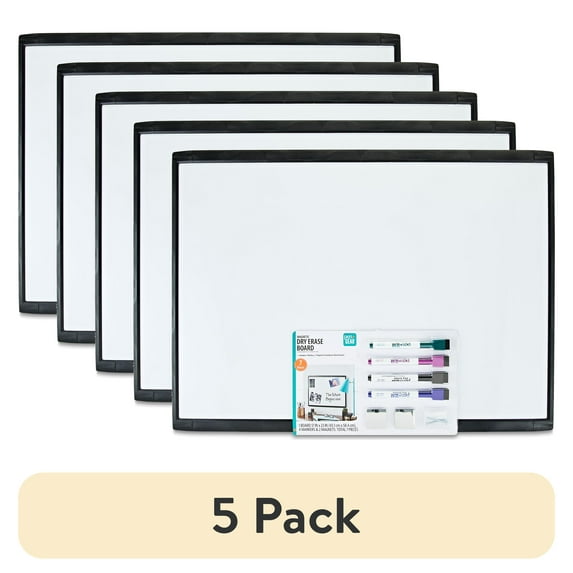 (5 pack) Pen+Gear Magnetic Dry Erase Board, Black, Height 17" x Width 23" x Depth 0.65"