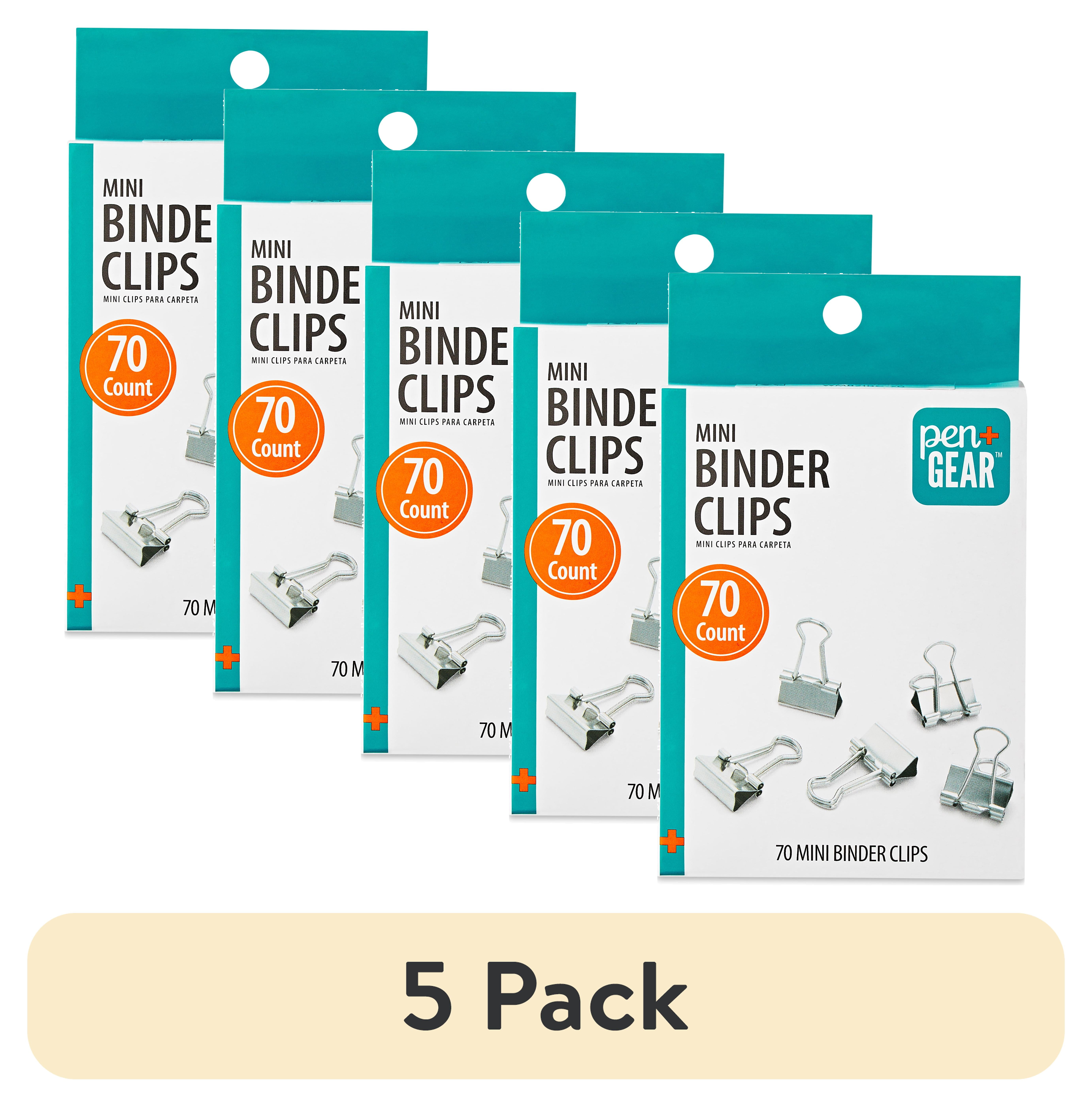 (5 pack) Pen+Gear Mini Binder Clips, Silver, 70 Count