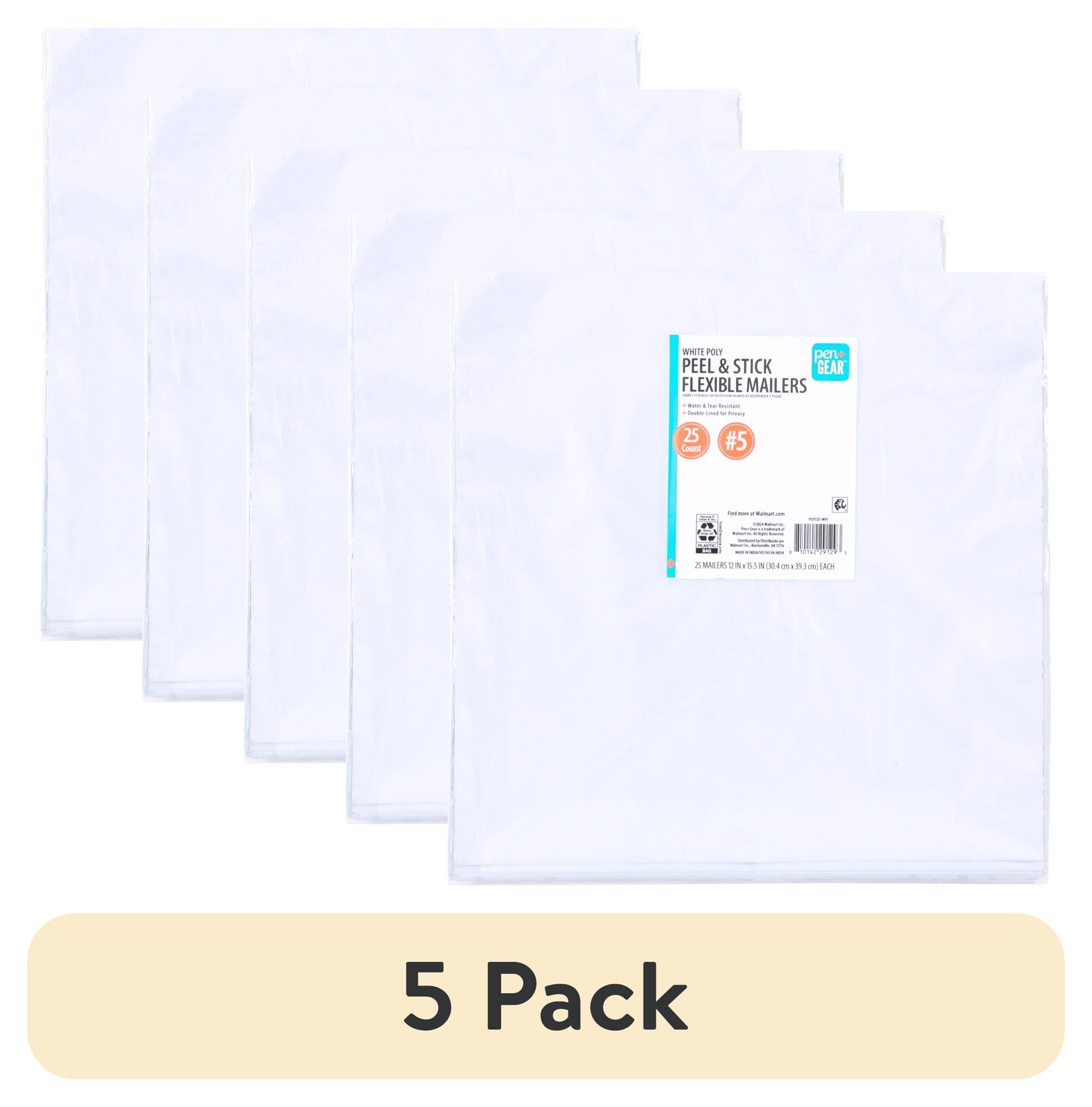 (5 pack) Pen+Gear Self-Seal Poly Mailers, #5 Size 12x15.5 Inches, White, 25-Count