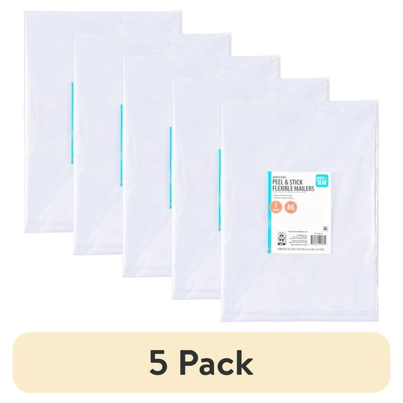 (5 pack) Pen+Gear Self-Seal Poly Flexible Mailers, #6 (14.25"x 19"), White, 5 Count